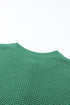 Henley Button Placket Side Slit Drop Shoulder Pullover Knit Sweater